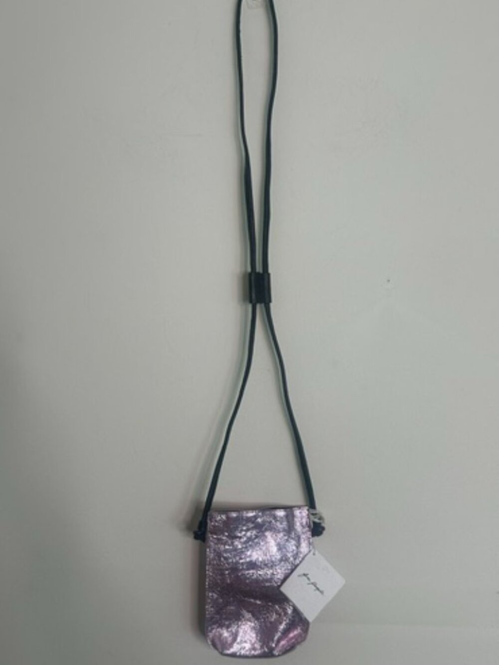 Free People Glitter Damsel Metallic Pink Leather Crossbody Handmade NWT - Picture 3 of 16